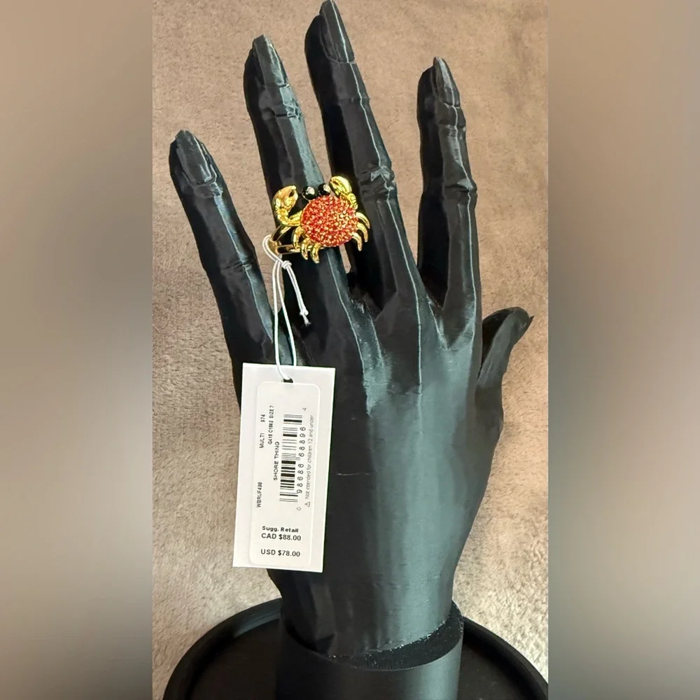 🎉HOST PICK🎉♠️🦀♠️KATE SPADE♠️🦀♠️Shore Thing Pave Crab Ring with Dust Bag/NWT - Picture 6 of 8